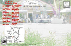 Postcard back for Annual Open House and Mother's Day sale at the Santa Cruz Mountains Art Center