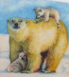 Detail photo of Polar Bear Mothers and cubs scrimshaw artwork by Anouk Johanna